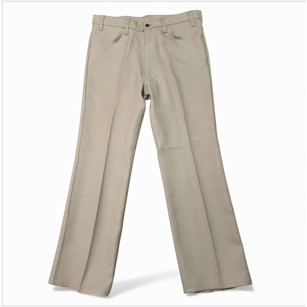 VTG Levi's Saddleman Pants 10517 BOOT CUT KHAKI Talon-42 Zip Dacron Knit 37x30